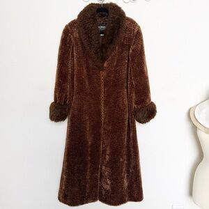 Vintage Olympia Limited Inc Faux Fur Trim Long Coat